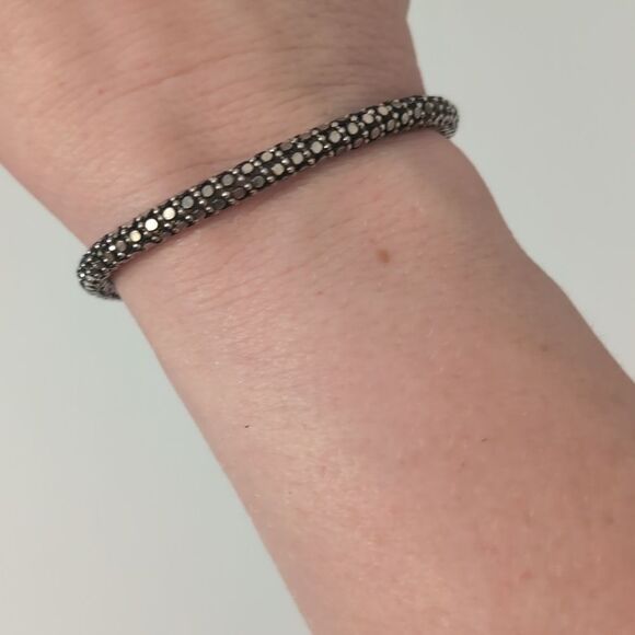 805 Vintage Silver Popcorn Chain Link Cuff‎ Bracelet with Magnetic Clasp - Picture 1 of 4